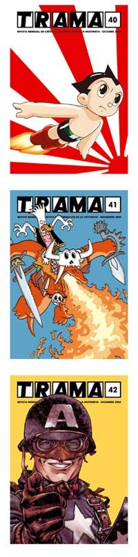 Portadas de los números 40, 41 y 42 de la revista TRAMA