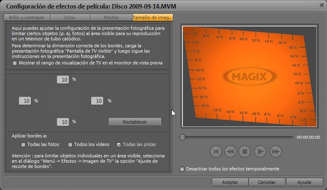 Ajuste de tamaño y relación de aspecto en Films en DVD 8