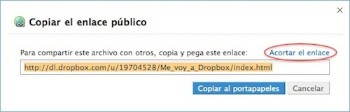 IWeb Dropbox Acortar enlace
