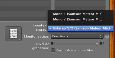 Seleccion Meteor GarageBand
