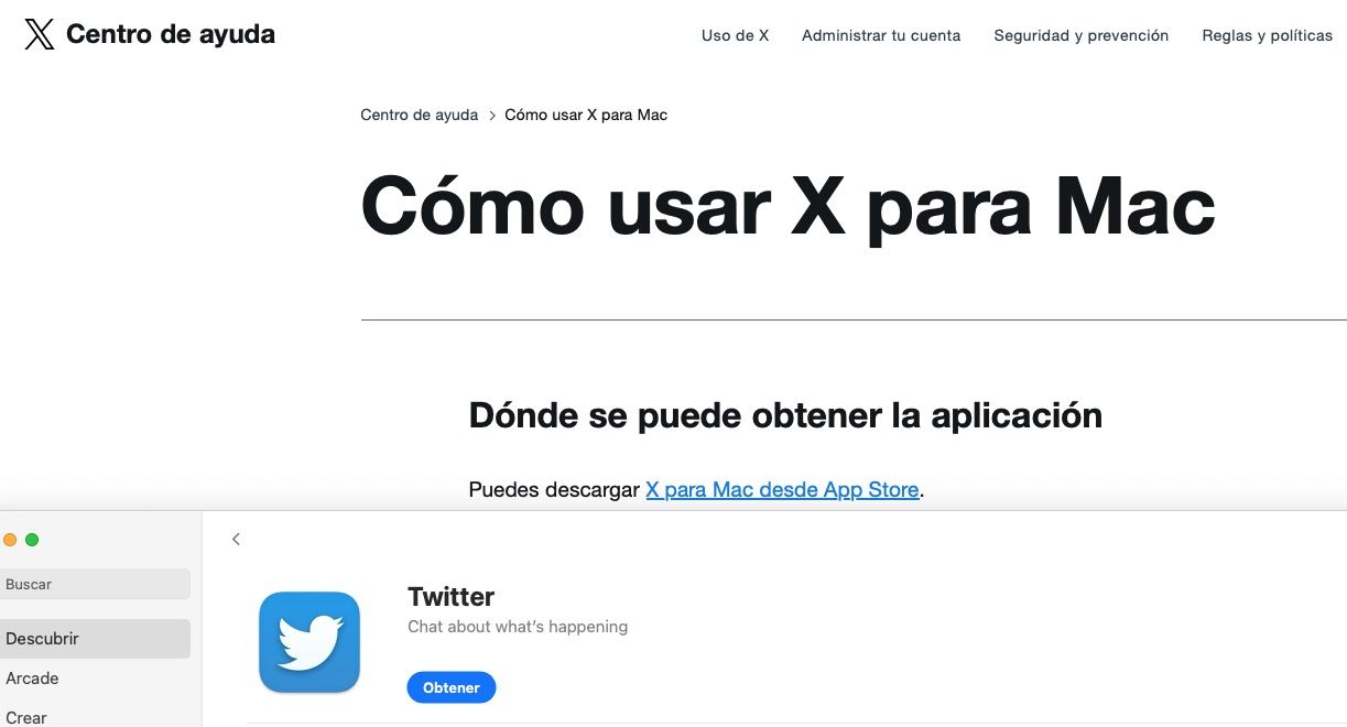TwitteX en App Store MacOS